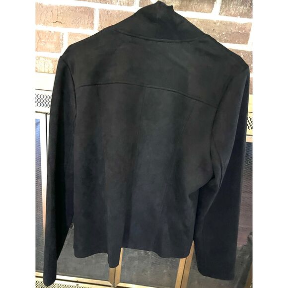 Philosophy Republic Black Faux Suede Moto Jacket Women’s XL Asymmetrical Zip NWT - Picture 2 of 5